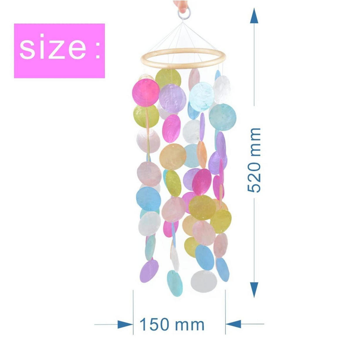 WINDSPIEL Traumfänger Muscheln Perlmutt Boho Deko Handgefertigt - Multicolor, Naturmaterialien (52/15/1cm)