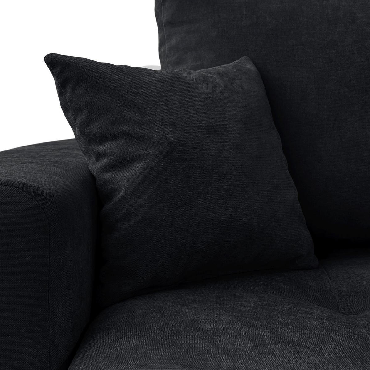ECKSOFA Gepolstertes CLOUD mit Schlaffunktion und Bettkasten, Wind 99 - Schwarz, Textil (277/143cm) - Lookway