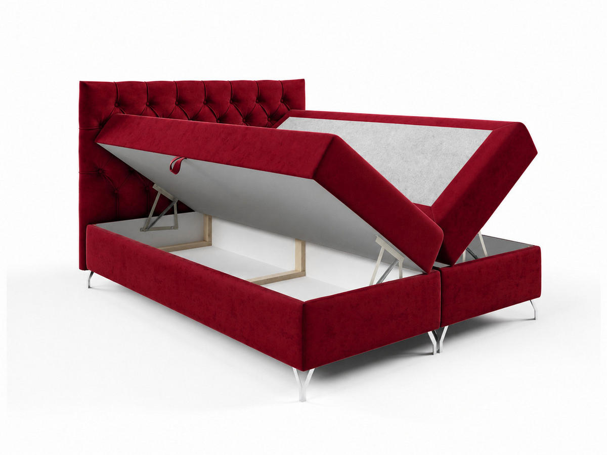 BOXBETT mit Stauraum und Topper Rot 120x200 cm - Rot, Textil (120/200cm) - Home Collective