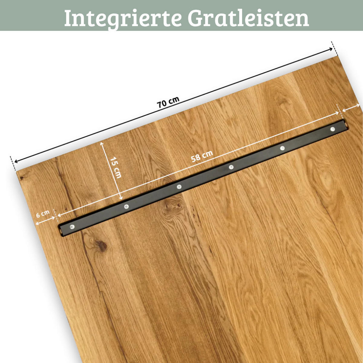 MASSIVHOLZPLATTE Eiche mit Baumkante ERIK 100x70 cm Tischplatte rechteckig - Braun, Holz (100/70/4cm) - DELUKE