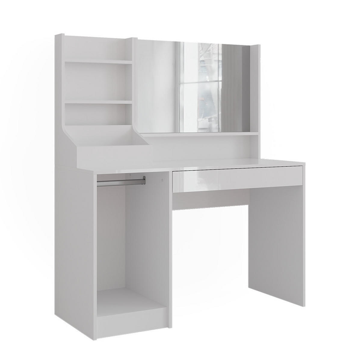 SCHMINKTISCH Sherry Weiß/Weiß Hochglanz 119.8 cm 3 Teile - Weiß Hochglanz, Holzwerkstoff (119.8/76/50.1cm) - Vicco