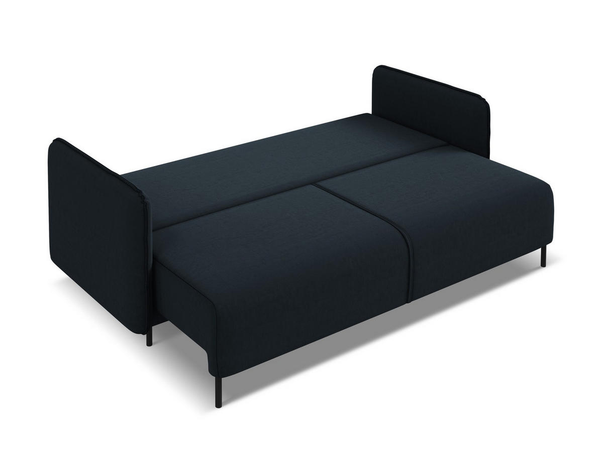 3-SITZER SOFA mit Schlaffunktion Samt Stoff Blau - Blau/Schwarz, Holz/Textil (226/90/92cm) - Makamii