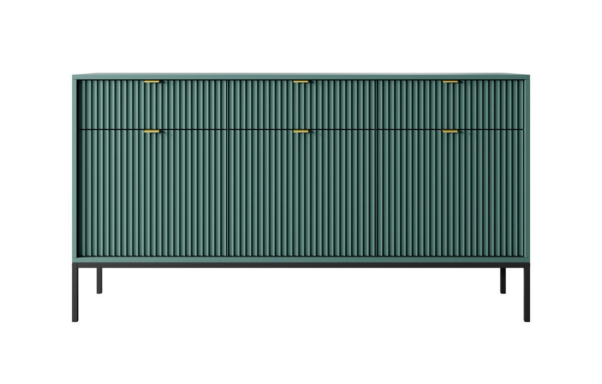 KOMMODE Kioto KSZ154 in Grün - Goldfarben/Schwarz, Holzwerkstoff/Metall (154/83/39cm) - Ravio