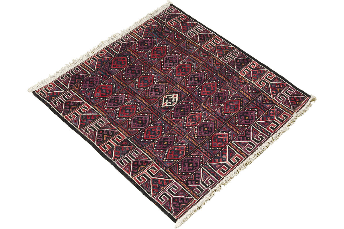 KELIM-TEPPICH handgewebt Sumak Shahsavan Bunt 93/72 cm Schurwolle - Multicolor, Textil (72/93cm) - Looma