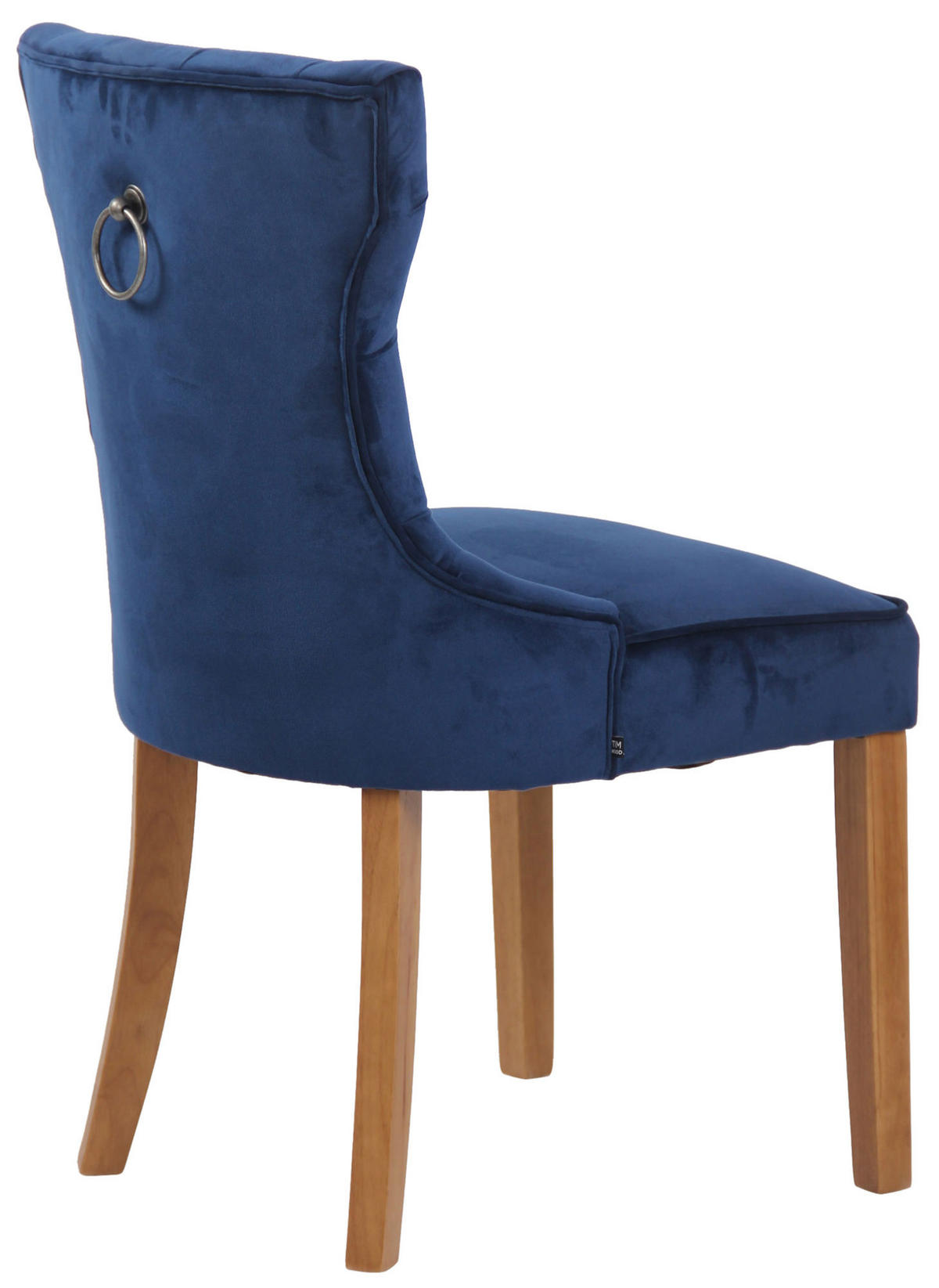 STUHL Samt blau - Blau/Naturfarben, Holz/Textil (51/90/59cm) - CLP