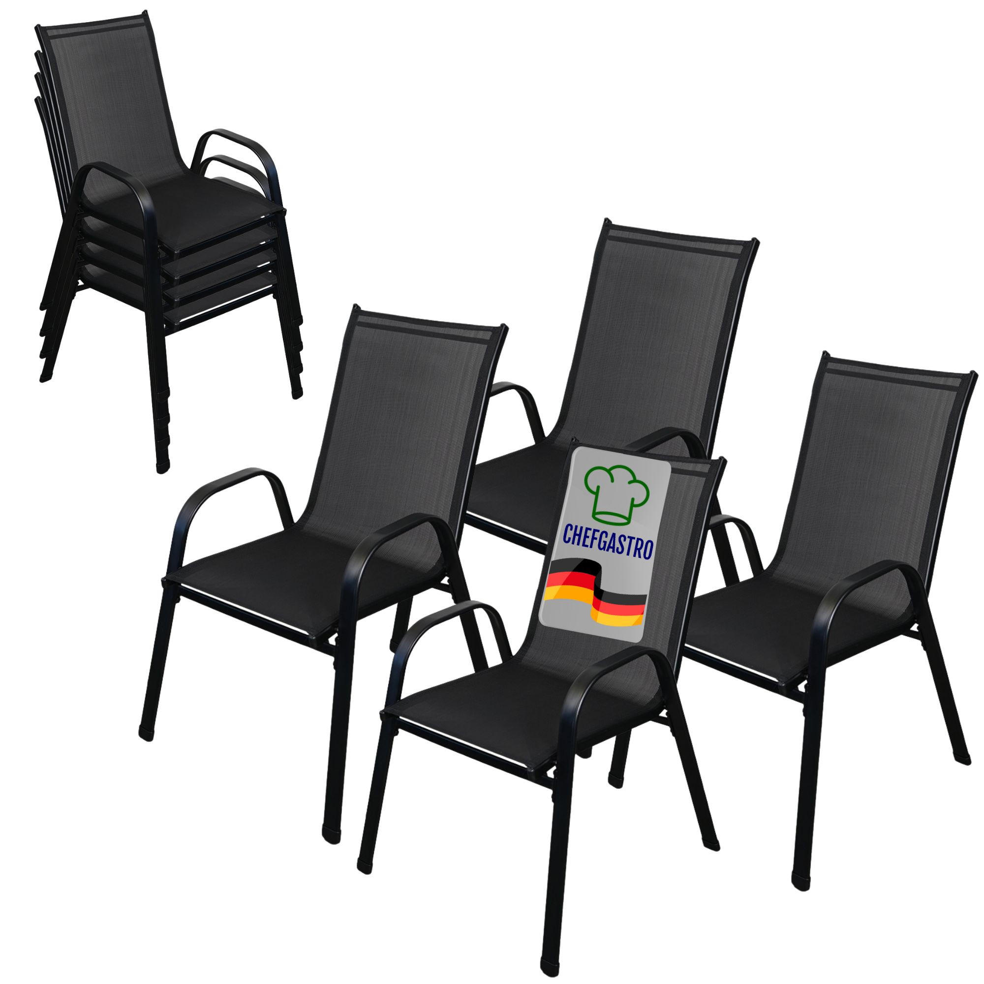 STAPELSTUHL 4er Set 93x69x61cm Sitzhöhe 43cm Stahl Schwarz - Schwarz, Metall (69/93/93cm) - CHEFGASTRO