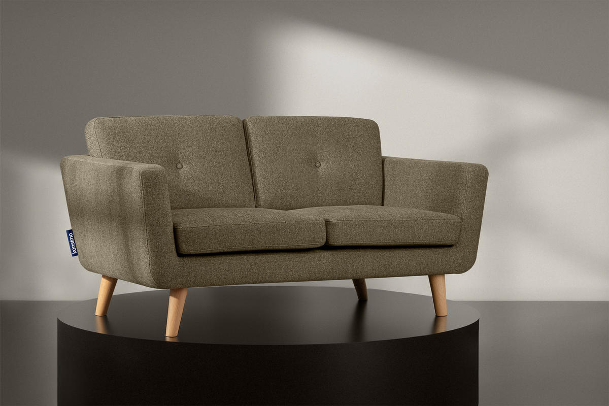 2-SITZER-SOFA TAGIO II mit Armlehnen, Kaffeebraun - Dunkelbraun, Textil (88/80/153cm) - KONSIMO®