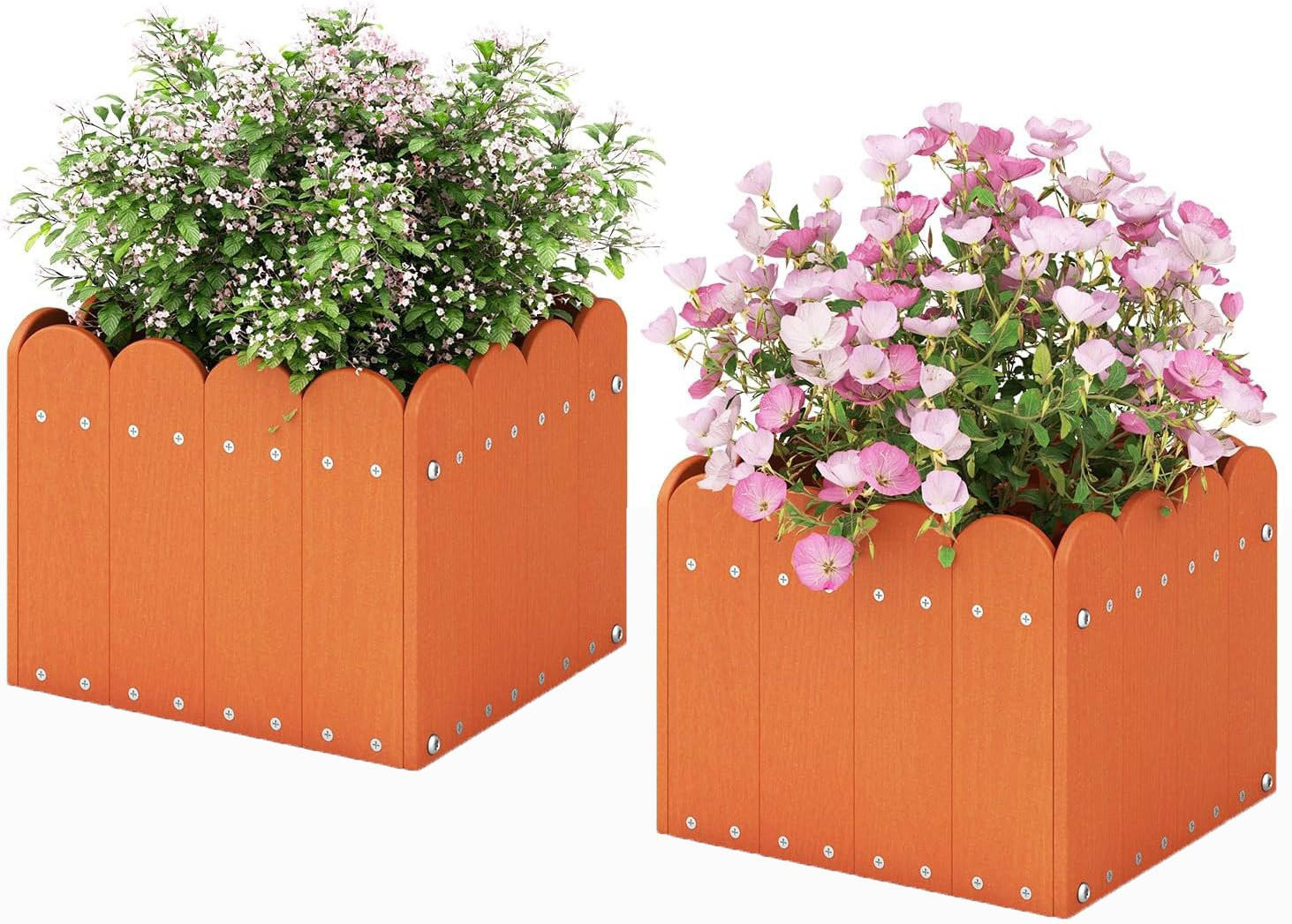 BLUMENKUBEL 2er-Set Orange - Orange, Kunststoff (25cm) - COSTWAY