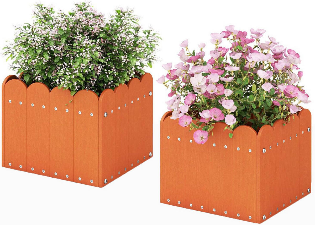 BLUMENKUBEL 2er-Set Orange - Orange, Kunststoff (25cm) - COSTWAY