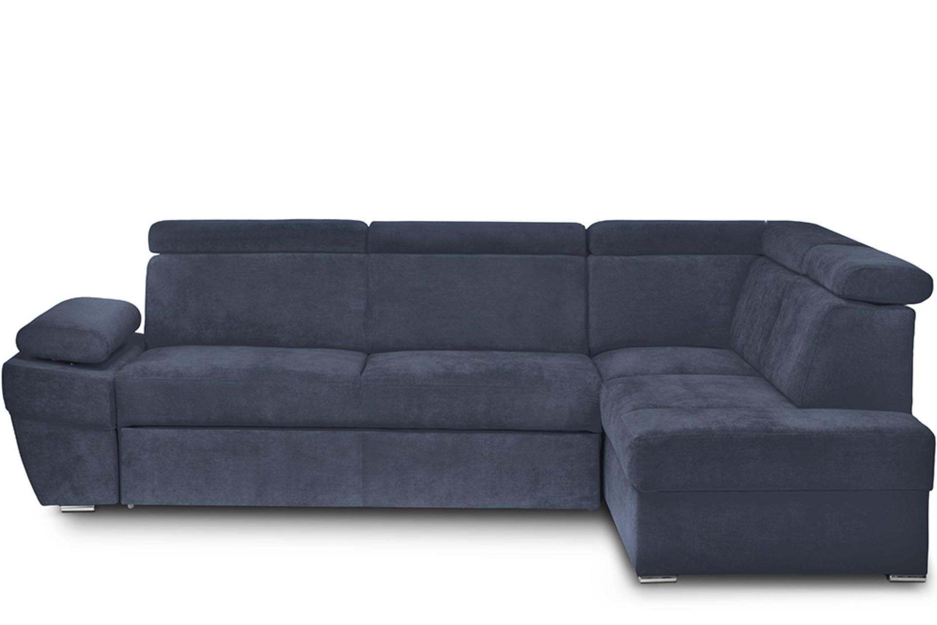 SCHLAFECKSOFA RATLO rechts 4/5-Sitzer mit Bettkasten, blau - Blau/Silberfarben, Textil (270/190cm) - KONSIMO®