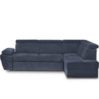 SCHLAFECKSOFA RATLO rechts 4/5-Sitzer mit Bettkasten, blau - Blau/Silberfarben, Textil (270/190cm) - KONSIMO®