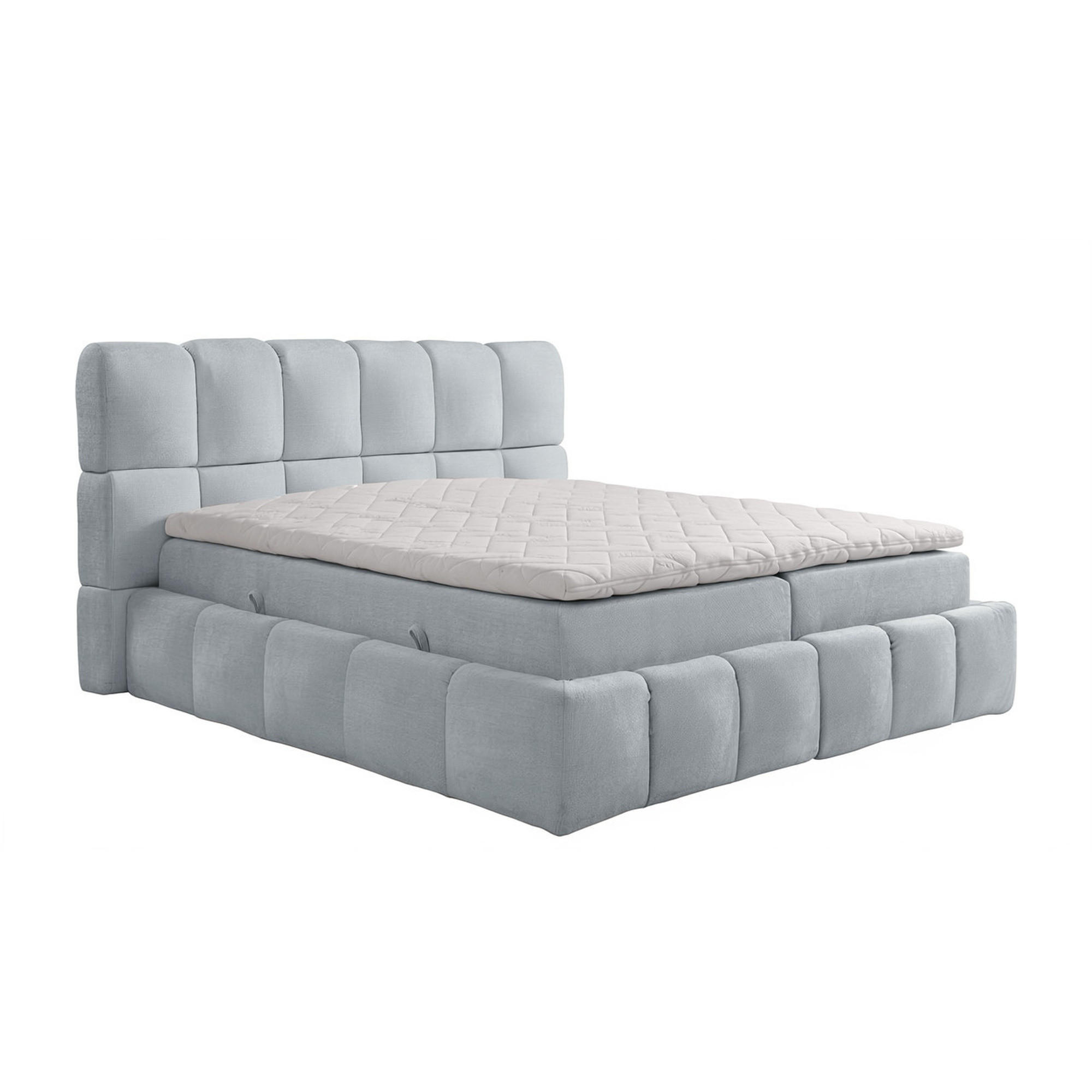 BOXSPRINGBETT AURA mit Topper und Bettkasten, Grau, H3 Bonell, 140x200 cm - Grau, Textil (140/200cm) - Labett