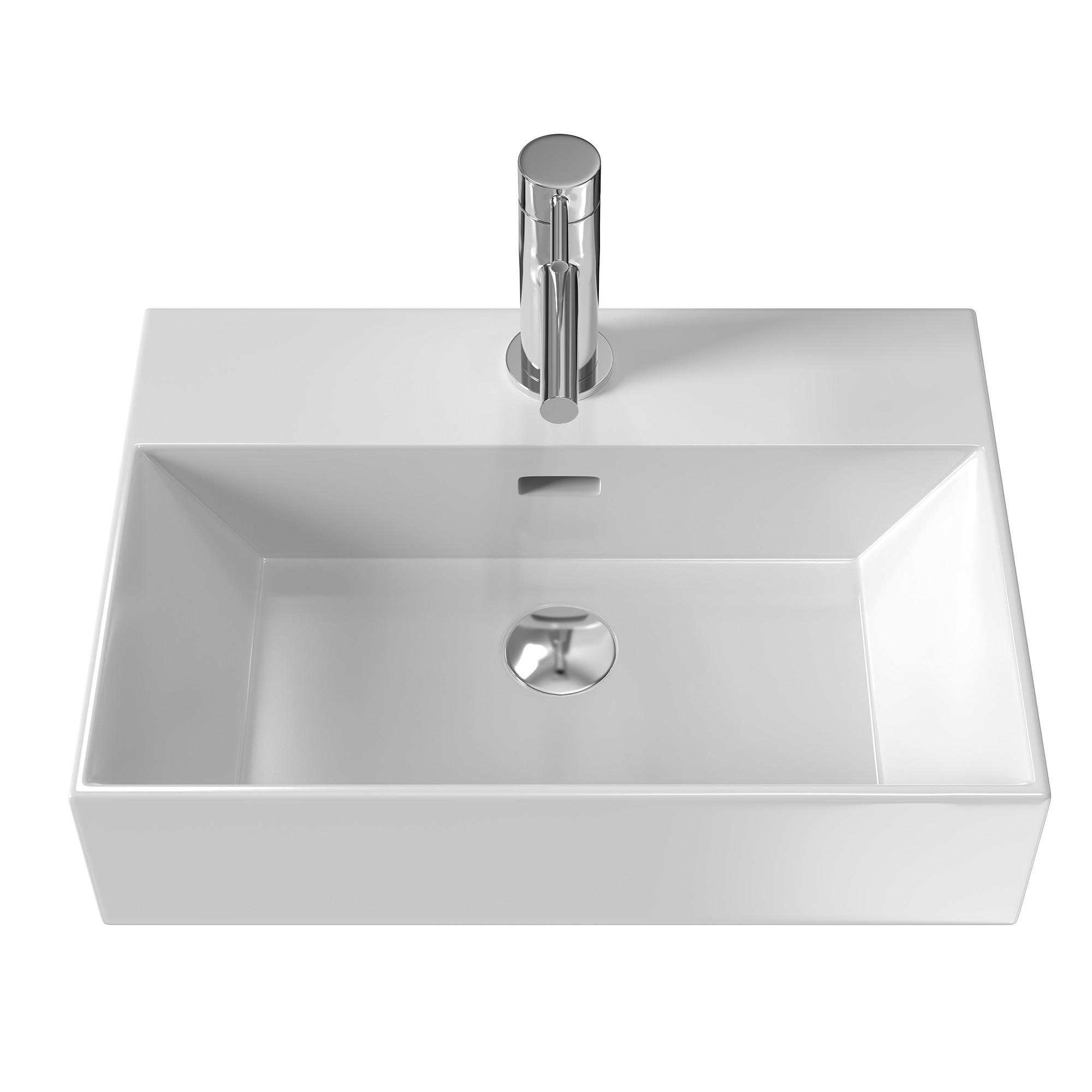 WASCHBECKEN mit Überlauf Weiß 51,5 / 36 / 13 cm - Weiß Hochglanz, Keramik (36.5/13/51.5cm) - EMKE