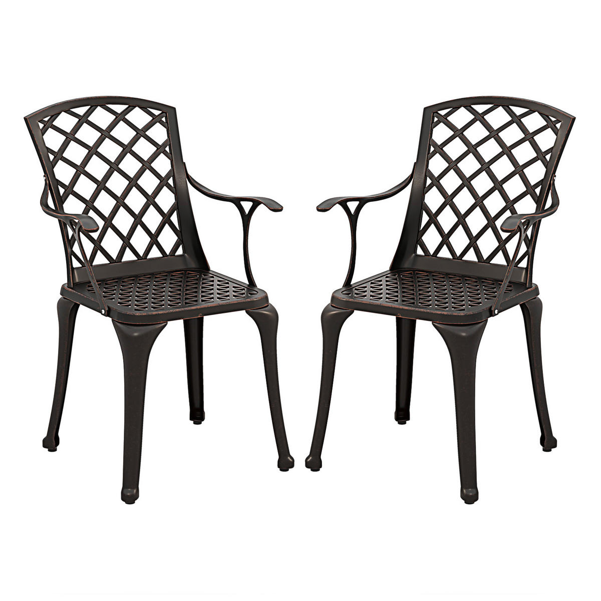 GARTENSTÜHLE Rotes Kupfer(2er-Set) - Rot, Metall (46/94/52cm) - COSTWAY