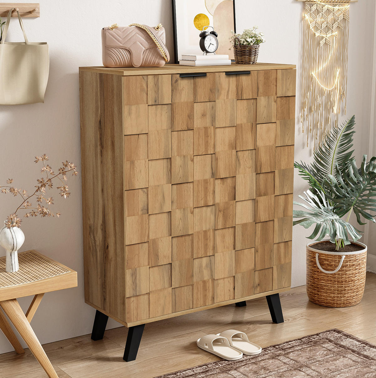 SCHUHSCHRANK mit 5 Fächern 80,5 x 35 x 109,5 cm Holzoptik - Birnbaumfarben, Holz (35/109.5/80.5cm) - Beauniv
