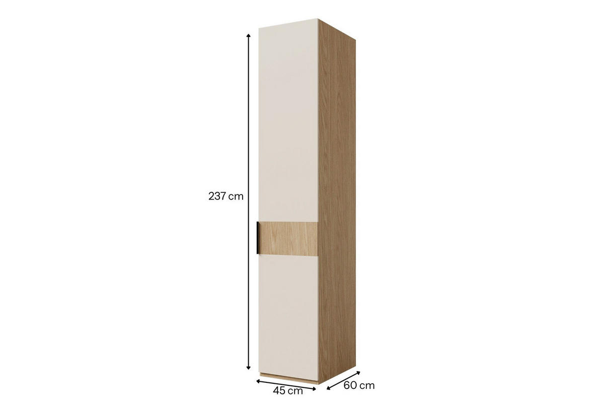 KLEIDERSCHRANK SUN 45/237/60 cm in Frühlingseiche/Macadamia | Links - Eichefarben, Holzwerkstoff (45/237/60cm) - Deine Möbel 24