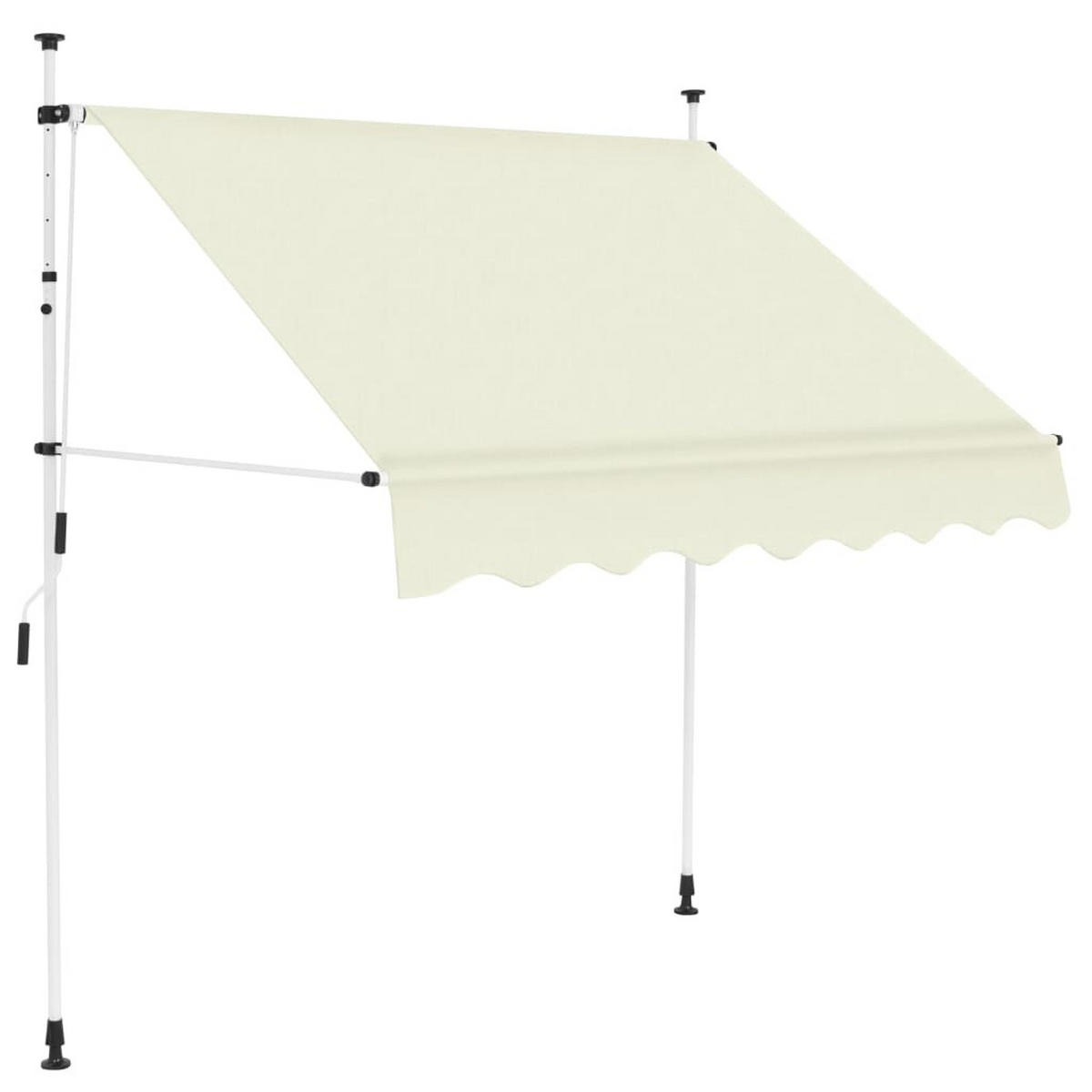 EINZIEHBARE Markise Handbetrieben 200 cm Cremeweiß - Creme, Textil (200/1/1cm) - furnicato