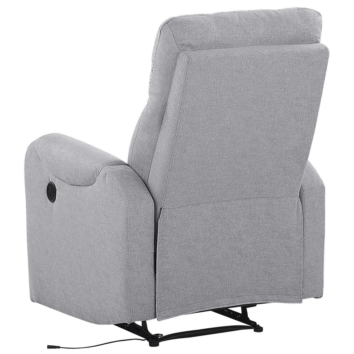 SESSEL Polsterbezug grau LED-Beleuchtung USB-Port verstellbar Somero - Schwarz/Grau, Textil (76/106/96cm) - Beliani