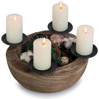 ADVENTSKRANZ Holzschale mit 4 Kerzenhaltern 25 cm - Rot, Holz (10cm)