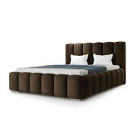 POLSTERBETT BARON mit Kopfteil, 140 x 200 cm, Doppelbett mit Bettkasten und Lattenrost aus Velourstoff, Velourstoff, Frabe: Braun - Braun, Holz/Kunststoff (140/200cm) - Agmat-Furniture