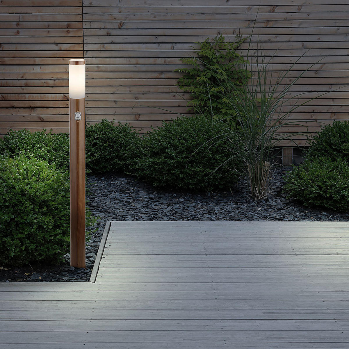 LED STEHLEUCHTE BOSTON Braun Holzoptik 2er Set - Braun, Metall (12.7/12.7/110cm) - Globo Lighting