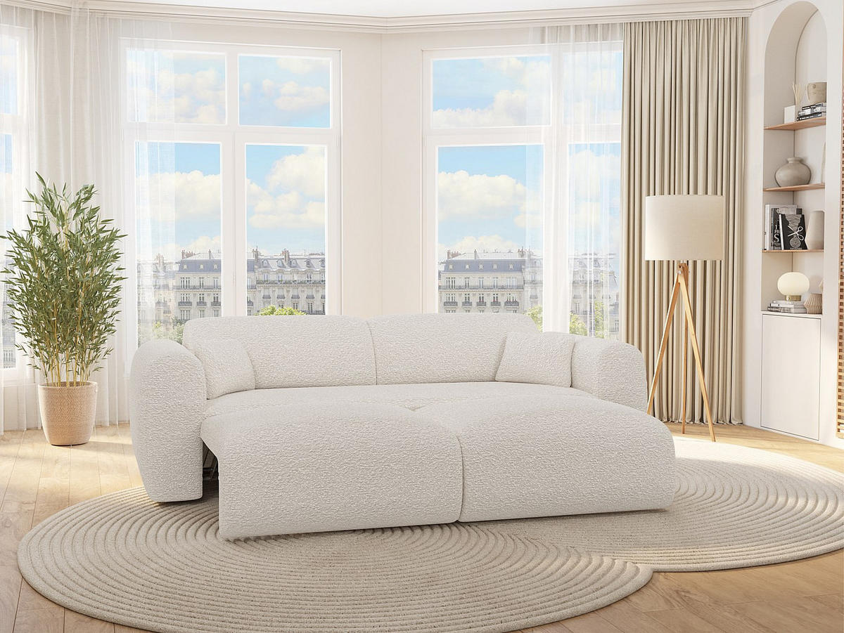 SCHLAFSOFA - 4 Personen - stoff - weiß Pogni - Weiß, Textil (240/73/97cm) - Vente-Unique