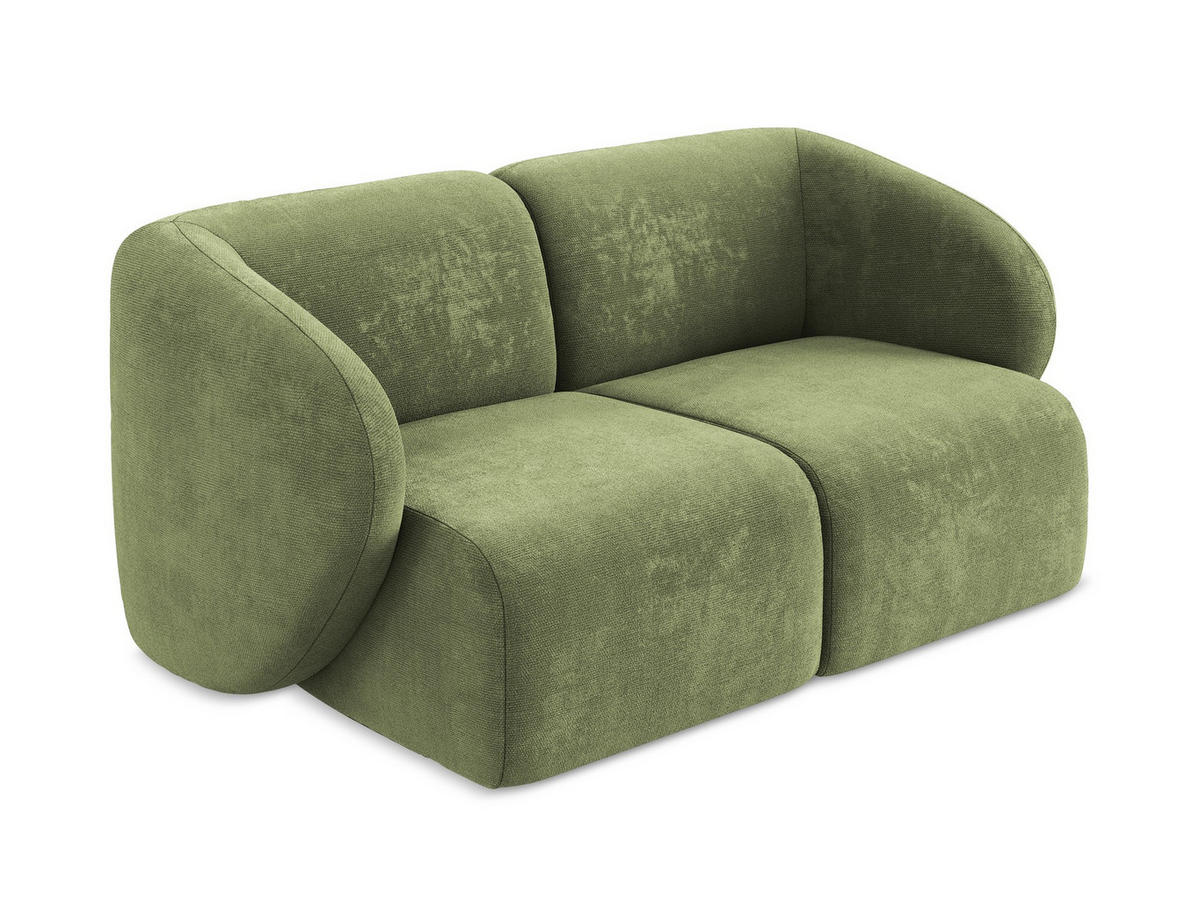 2-SITZER-SOFA Chenille Stoff Grün - Schwarz/Grün, Holzwerkstoff/Kunststoff (174/75/94cm) - Makamii