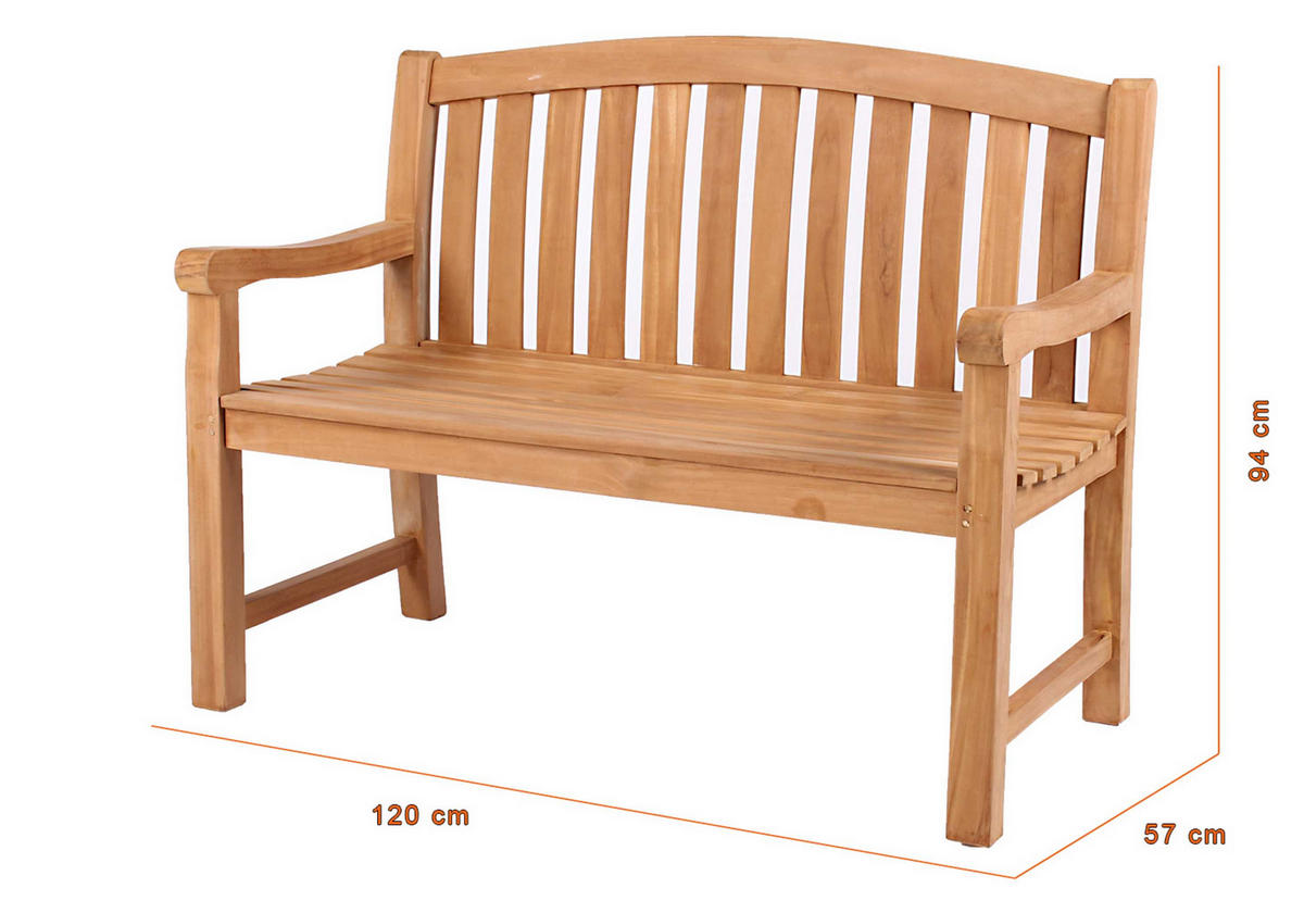 GARTENBANK Swindon - Naturfarben, Holz (120/94/58cm) - Mr. Deko