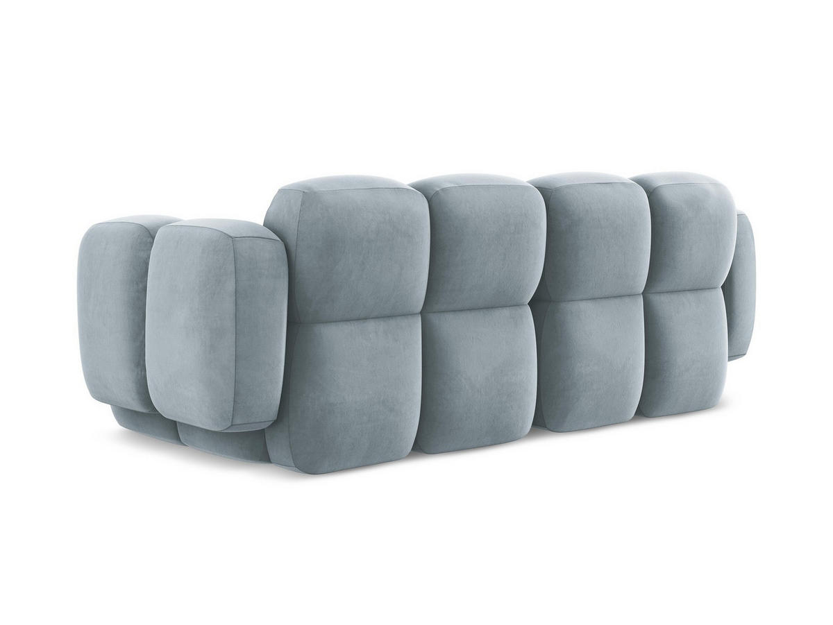 2-SITZER SOFA Samt Stoff Blau - Schwarz/Hellblau, Holzwerkstoff/Kunststoff (210/72/115cm) - Makamii