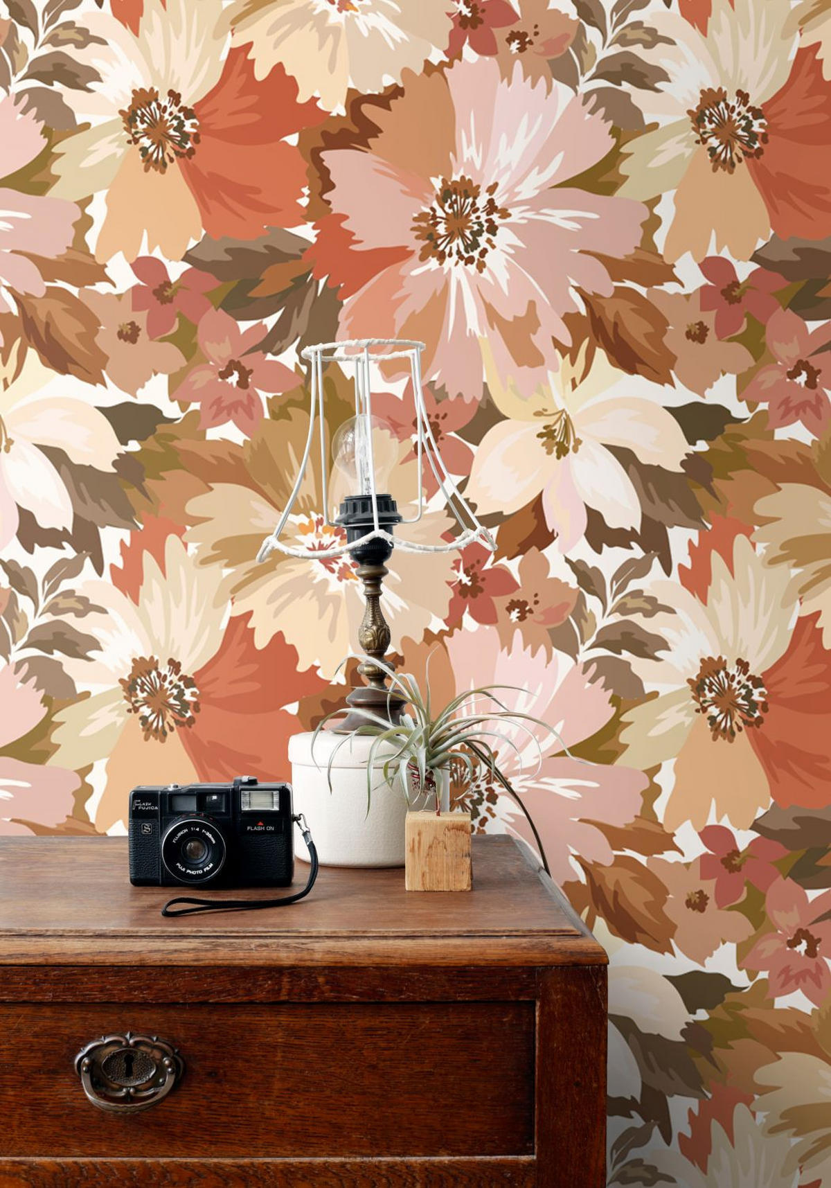 TAPETE Blumen 50 x 900 cm - Terracotta, Papier (50/900cm) - ESTAhome