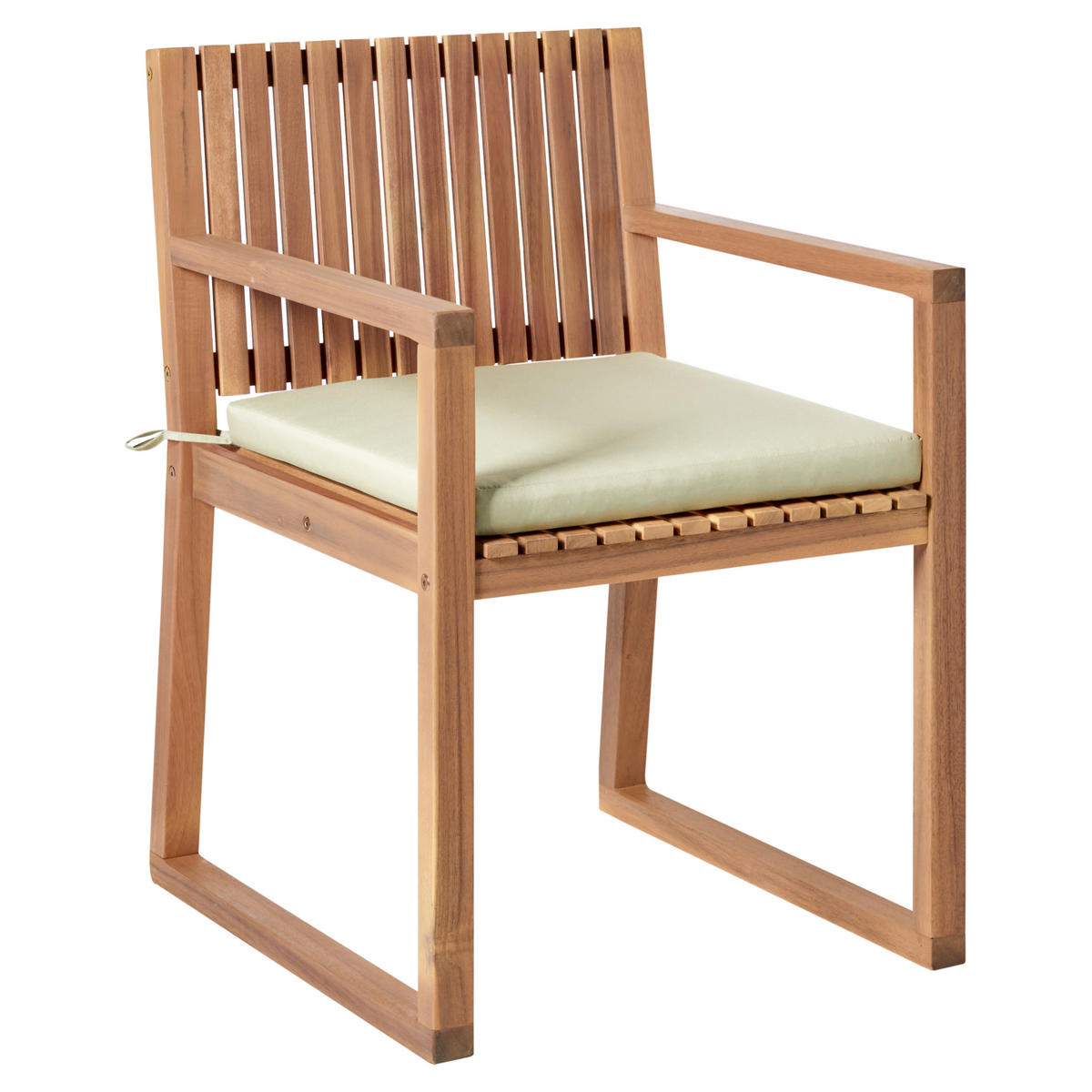 GARTENSTUHL 2er-Set Hellbraun/Grün Sassari Premium - Hellbraun/Grün, Holz (54/80/59cm) - Beliani