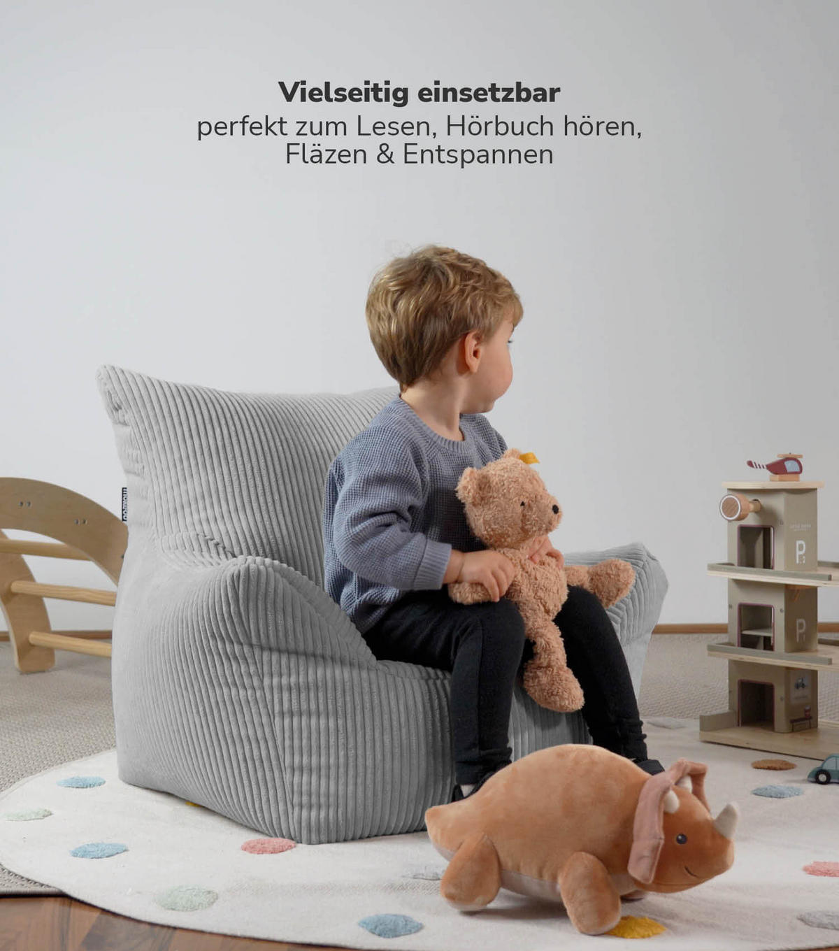KINDERSESSEL Der Pausenheld - Grau, Textil (52/57/53cm) - Mokebo