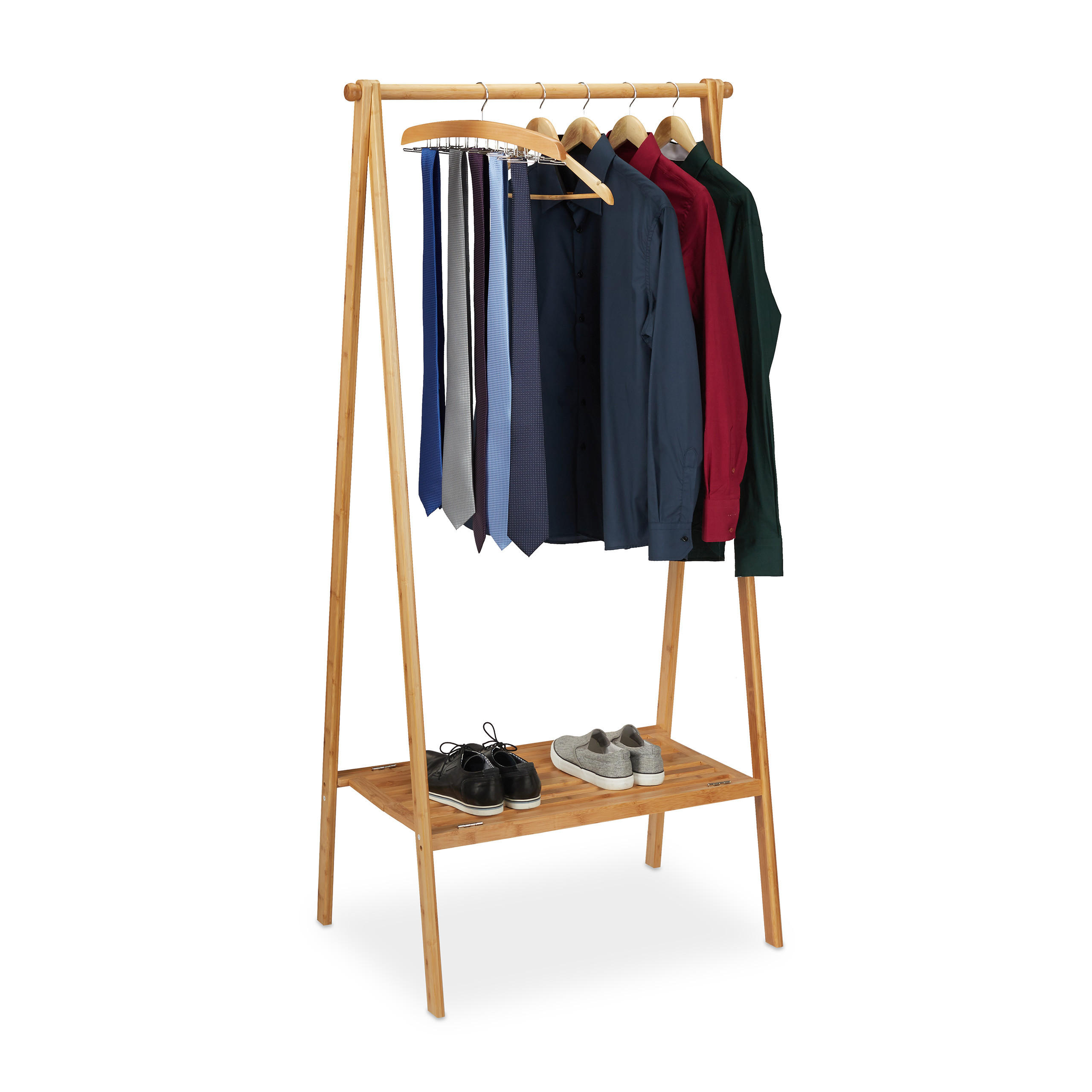 KLÄDSTÄLLNING Natur bambu hopfällbar med hylla 170 cm Ljusbrun 170/83/56 cm