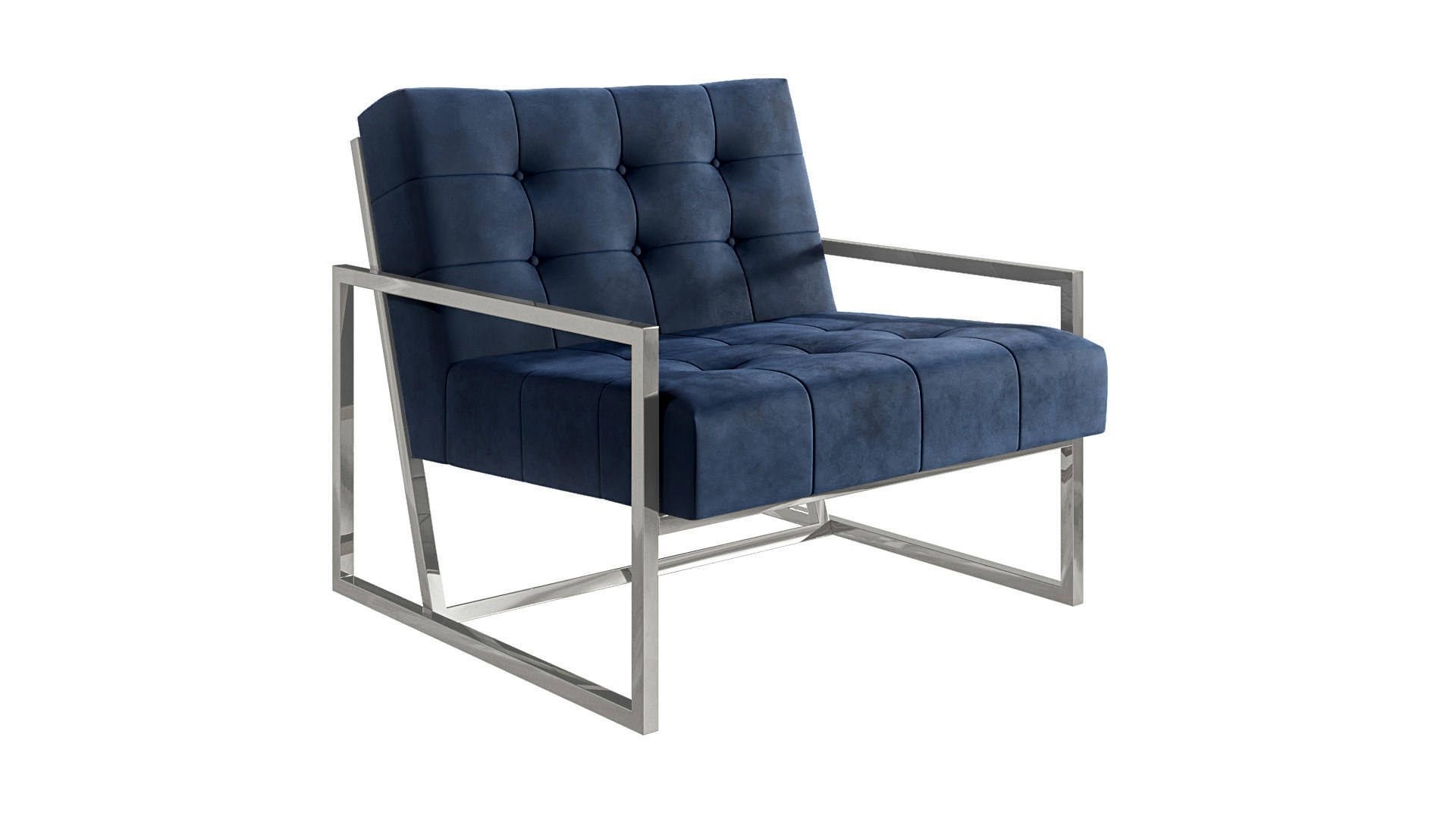 LOUNGESESSEL Duban Blau Samtstoff - Silberfarben/Dunkelblau, Holz/Textil (84/81/89cm) - S-Style Möbel
