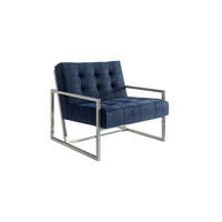 LOUNGESESSEL Duban Blau Samtstoff - Silberfarben/Dunkelblau, Holz/Textil (84/81/89cm) - S-Style Möbel