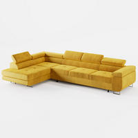 ECKSOFA VEMO NOVA Links Gelb Velours-Stoff mit Schlaffunktion und Bettkasten - Gelb, Textil (341/202cm) - Barchello