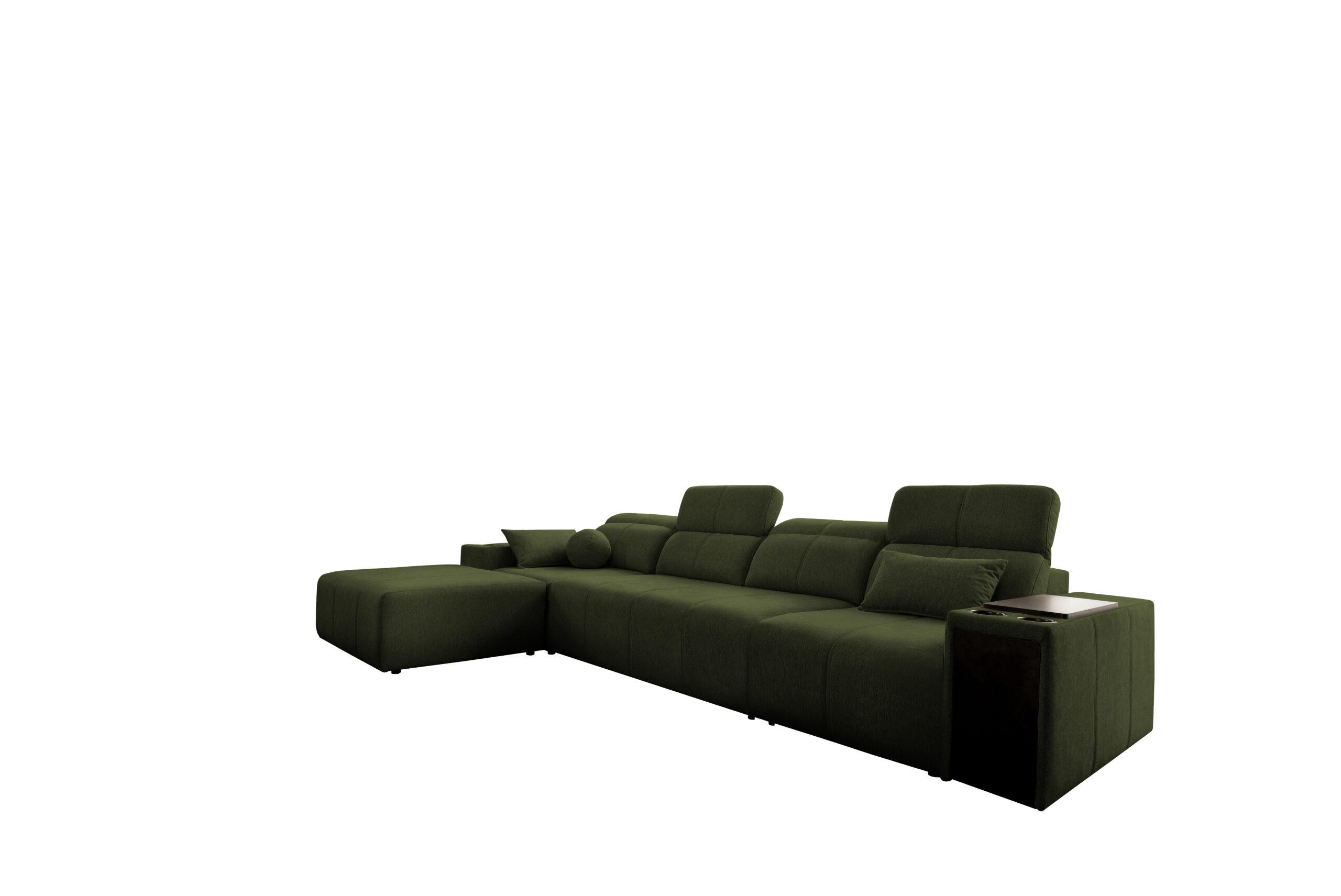 ECKSOFA mit Schlaffunktion und Mindy XII Stoff Verita Dunkelgrün Links - Dunkelgrün, Holz (202/348cm) - Kaiser Möbel