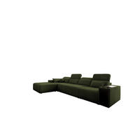 ECKSOFA mit Schlaffunktion und Mindy XII Stoff Verita Dunkelgrün Links - Dunkelgrün, Holz (202/348cm) - Kaiser Möbel