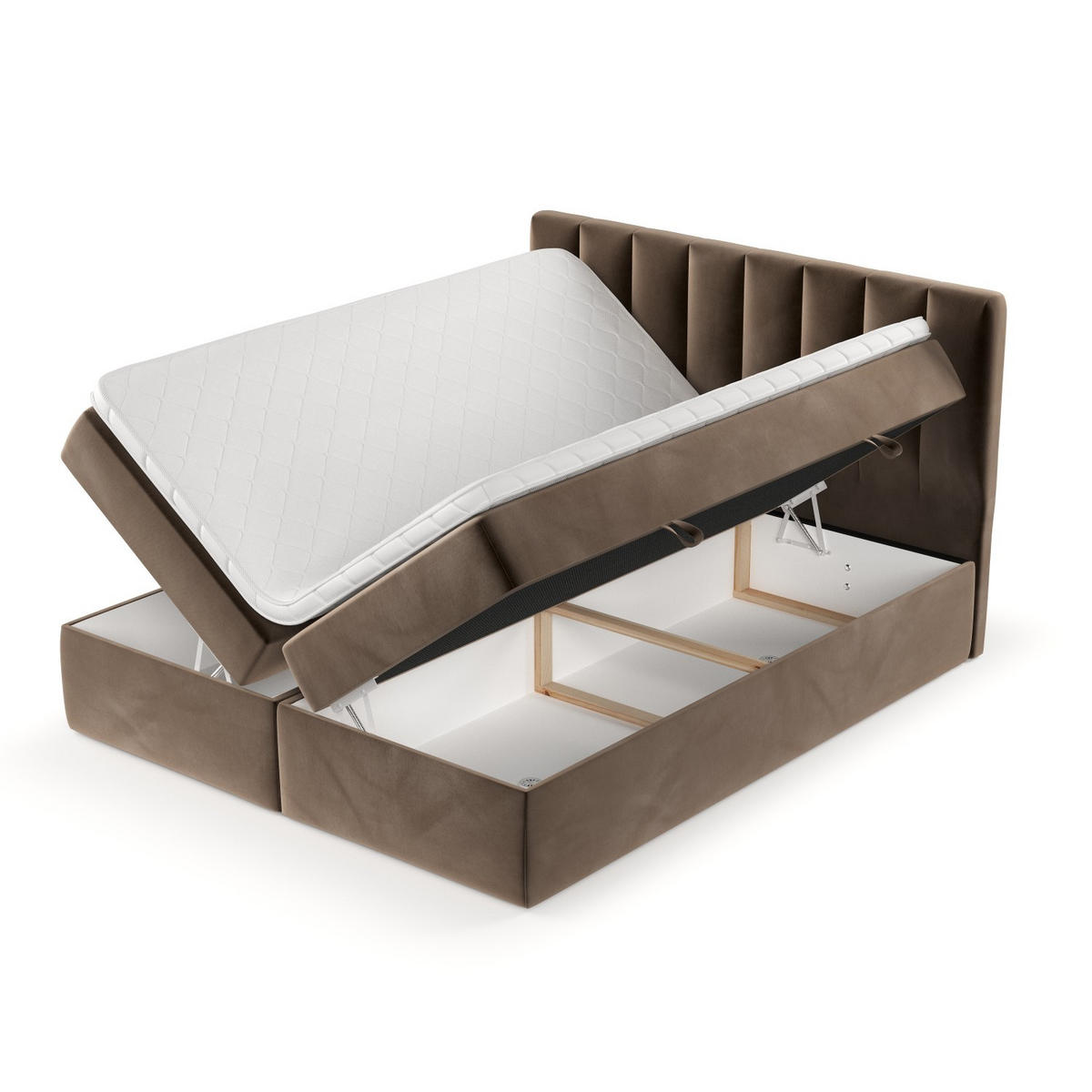 BOXBETT Bari 200/200 cm Braun im Paros Stoff - Braun, Holz/Holzwerkstoff (200/200cm) - AltaBeds