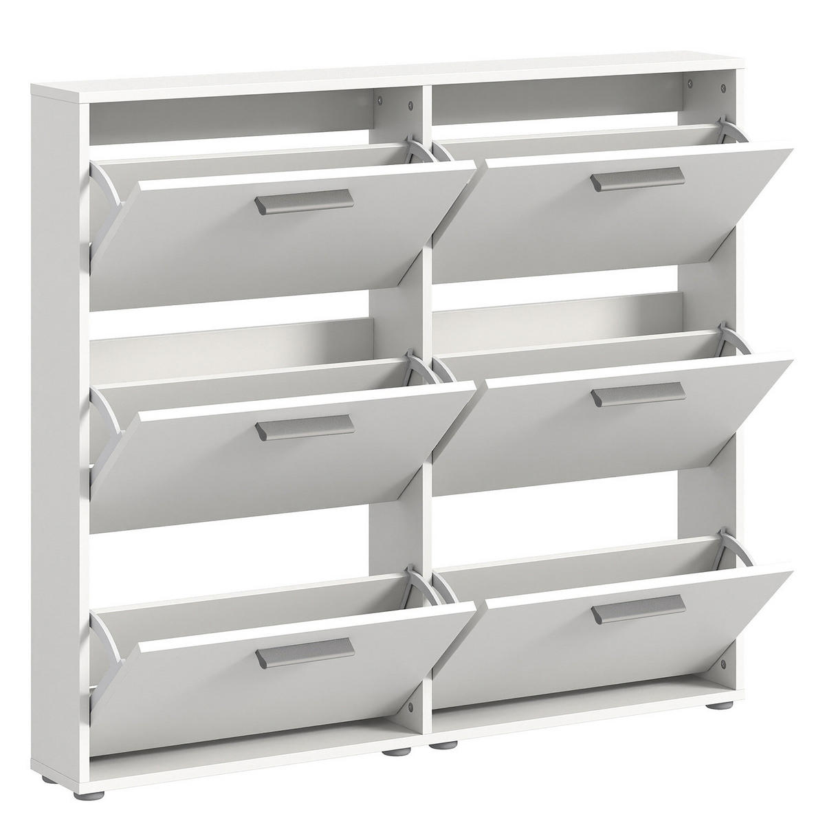 SCHUHKIPPER 116 cm - Weiß - Silberfarben/Weiß, Holzwerkstoff/Kunststoff (116/103/17cm) - home24