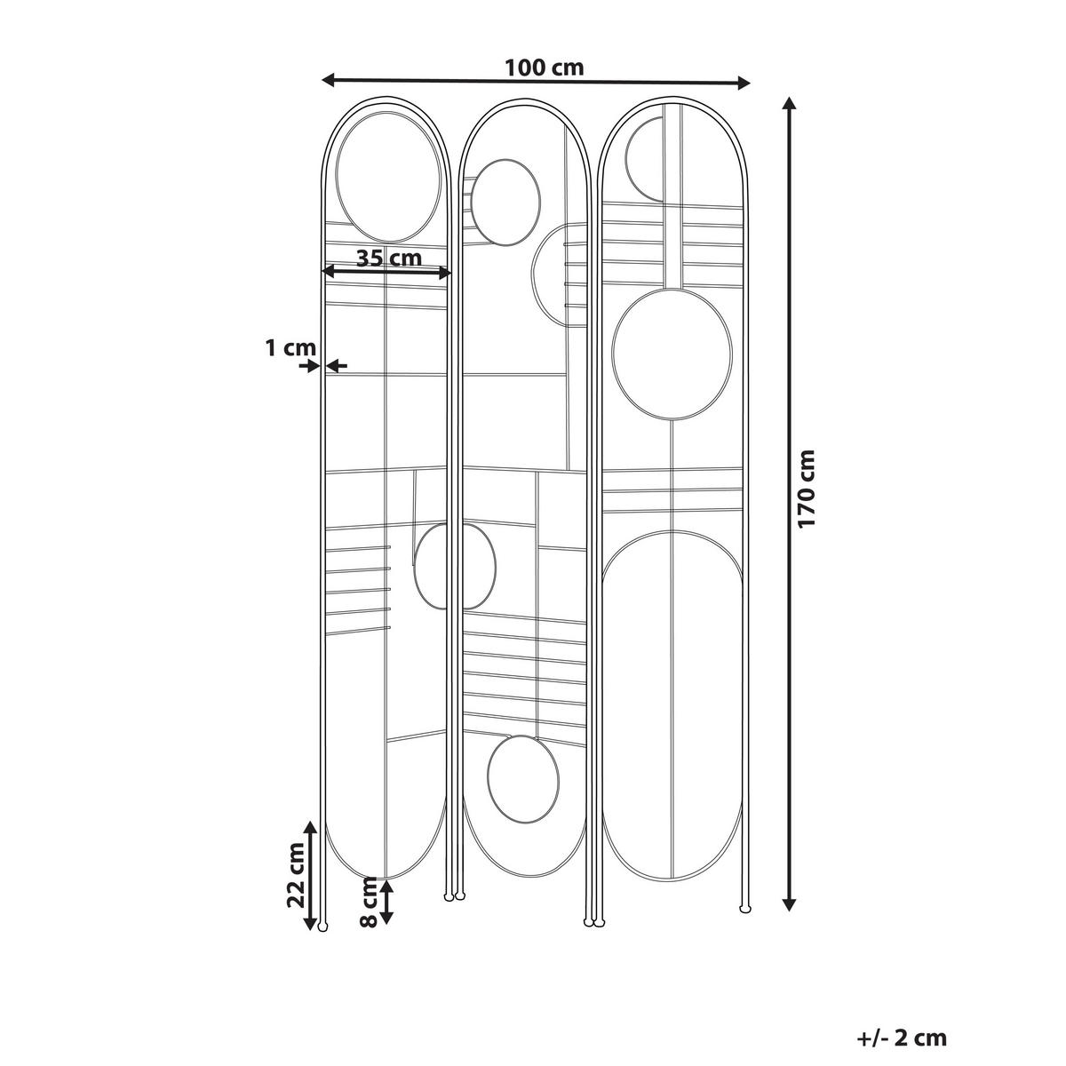 SEPARATOR DE CAMERĂ 3 piese auriu 100 cm 170 cm Turania - auriu, metal (100/170/1cm) - Beliani