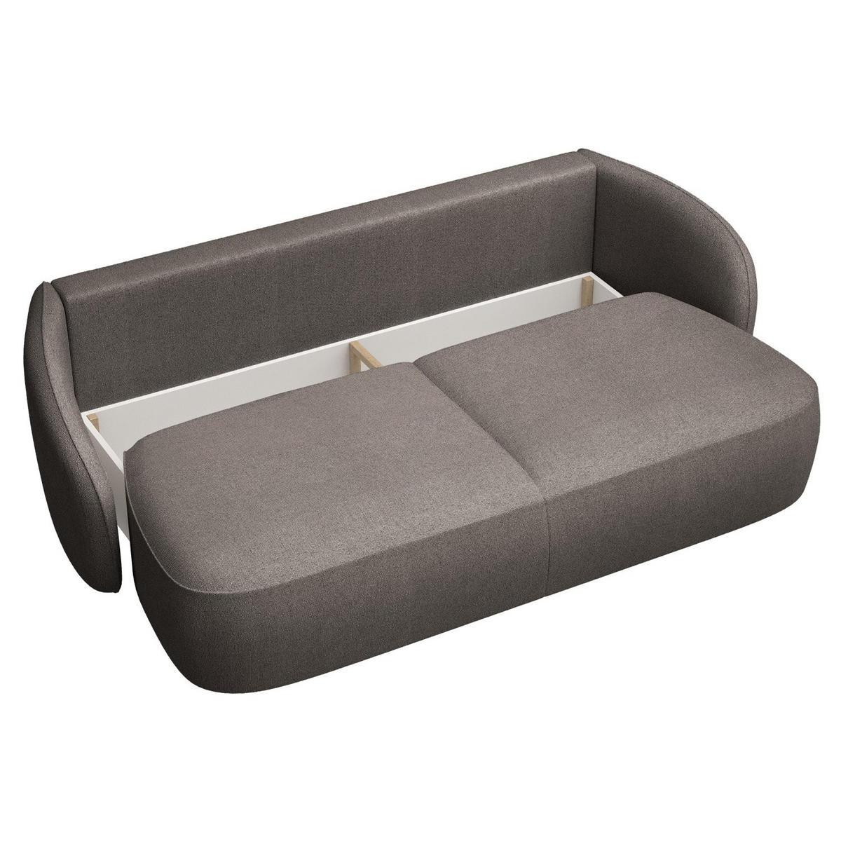 3-SITZER-SOFA Savoy Hellbraun mit Schlaffunktion - Hellbraun/Schwarz, Kunststoff/Textil (254/96/105cm) - Selsey