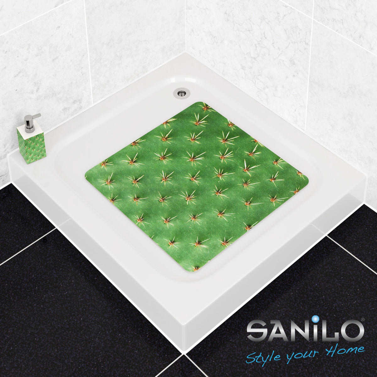 BADEMATTE Kaktus - Grün, Kunststoff (53/53cm) - Sanilo