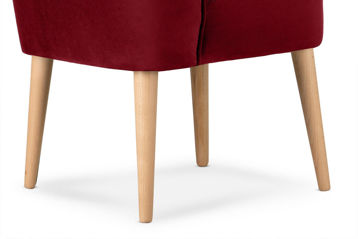 COCKTAILSESSEL DUCO auf hohen Beinen, Rot/Buche - Buchefarben/Rot, Holz/Textil (63/89/65cm) - KONSIMO®