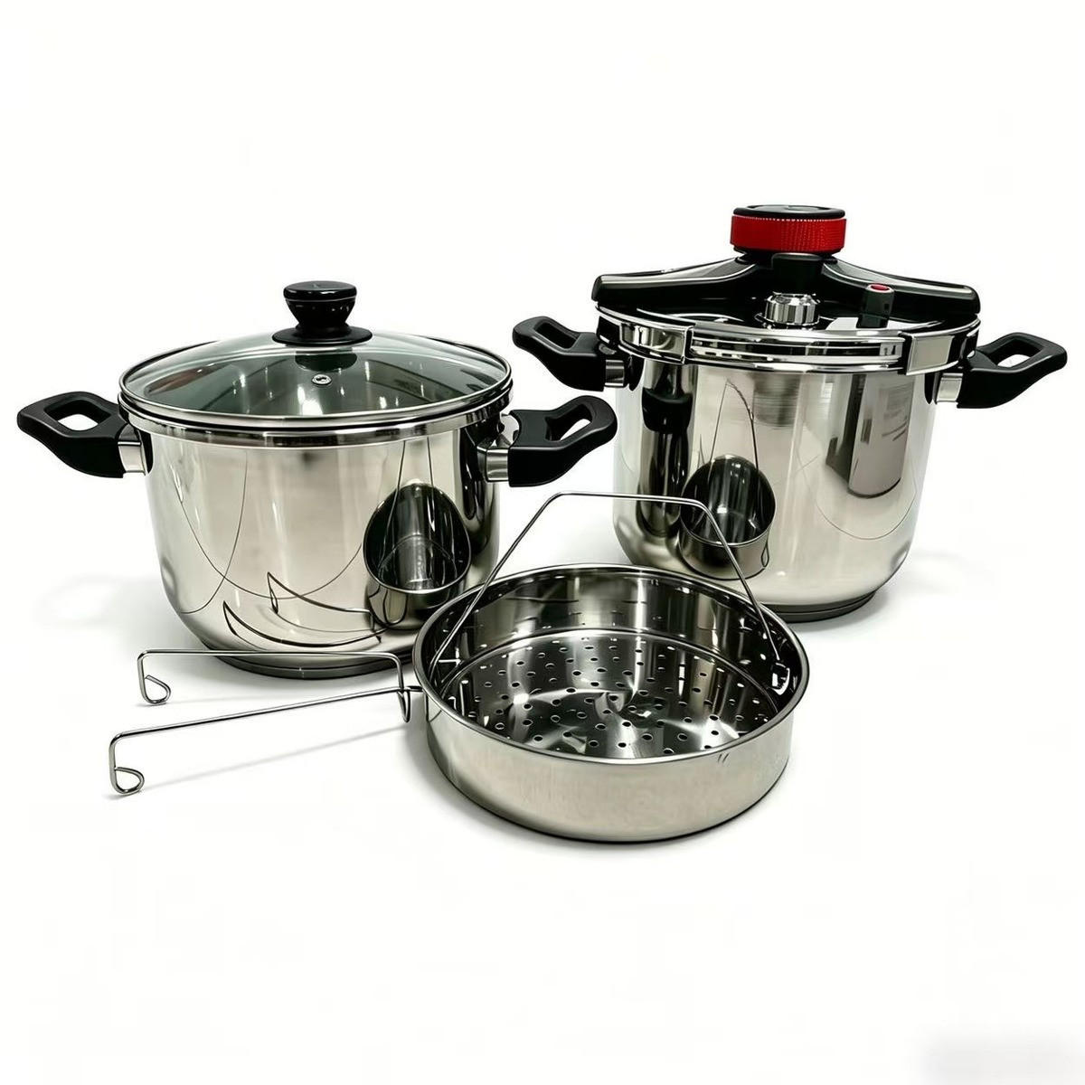 SCHNELLKOCHTOPF 7L＋5L Silberfarben - Silberfarben, Metall (7L) - Authentics