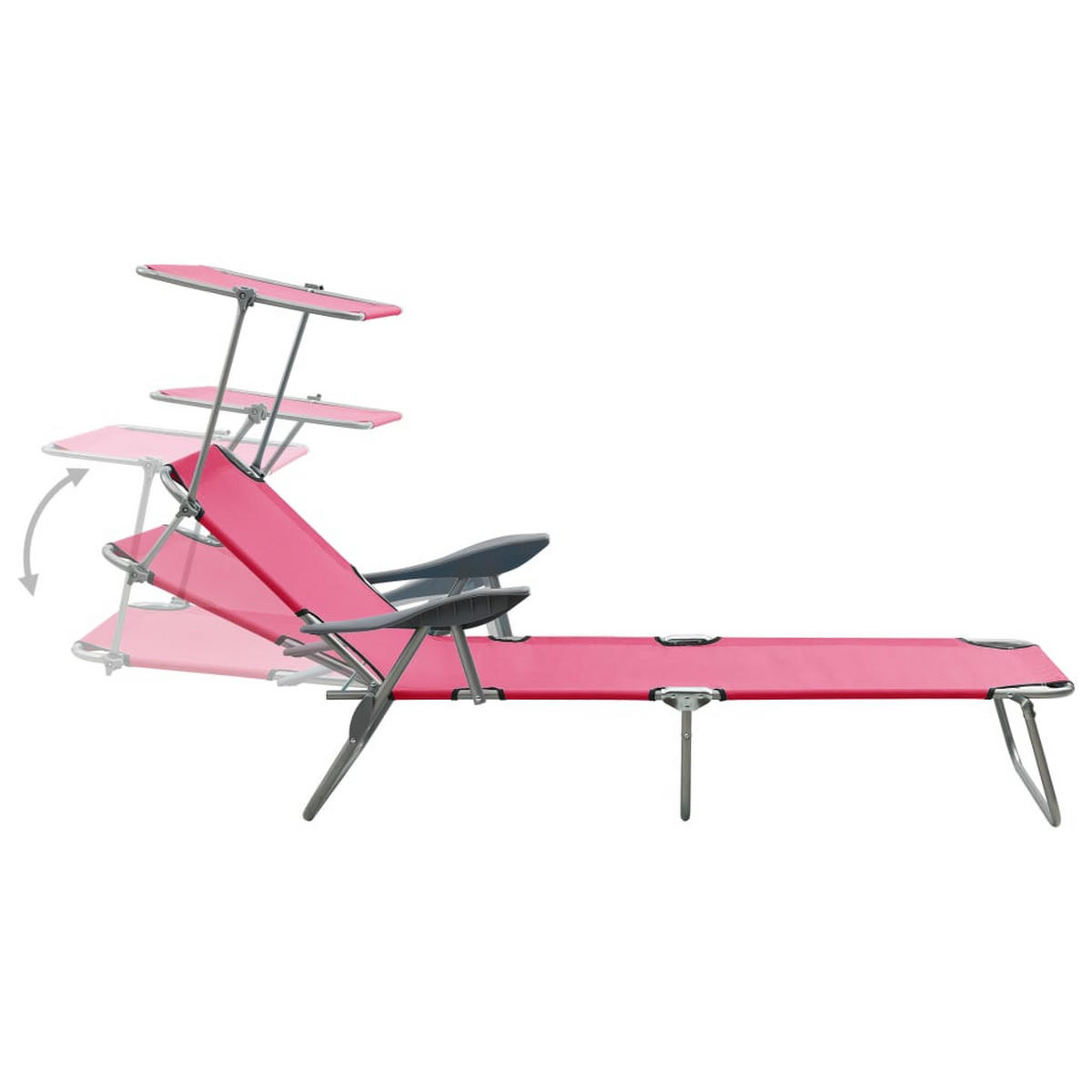 SONNENLIEGE mit Sonnendach Stahl Rosa - Pink, Textil (71.5/108.5/188cm) - furnicato