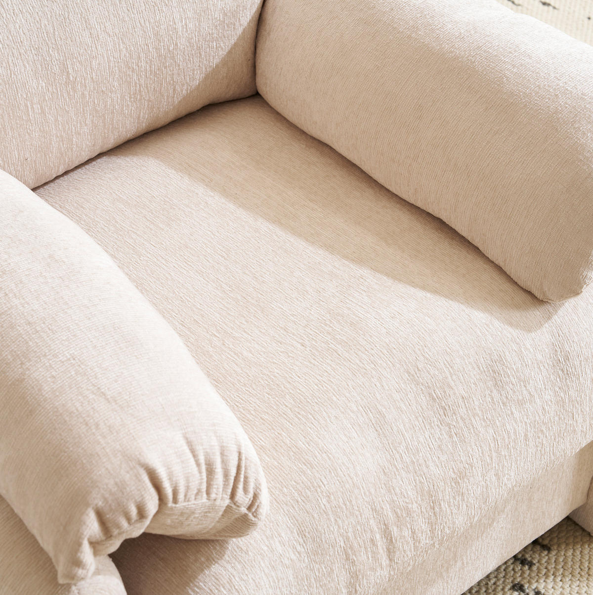 POLSTERSESSEL 96/82/84 cm aus Chenille in Beige – bis 150 kg belastbar - Beige, Textil (82/84/96cm) - BEAOK