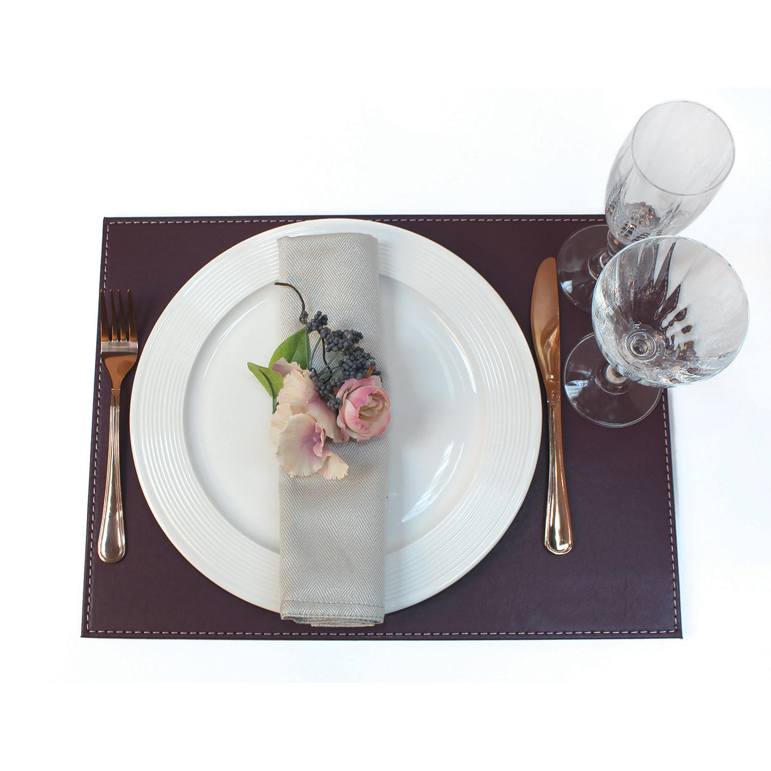 PLATZSET 40 x 30 cm pflaume / elfenbein - Violett, Textil (40/30/0.5cm) - Freeform