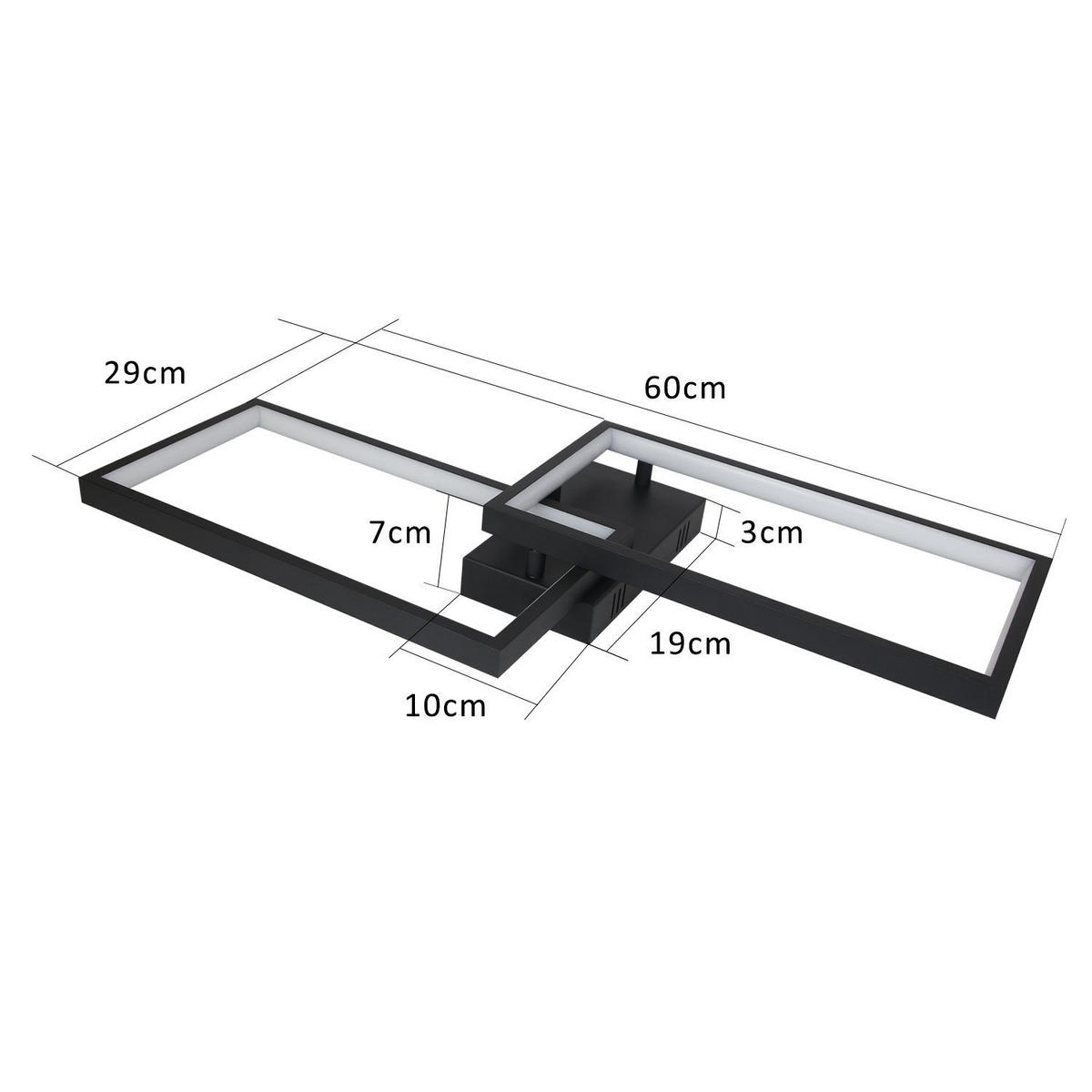 LED-DECKENLEUCHTE Edith 60/29/7 cm - Schwarz, Metall (60/29/7cm) - Nettlife