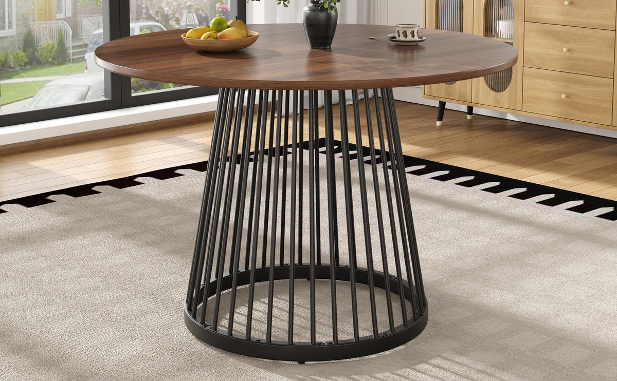 ESSTISCH, MDF Tischplatte & Metallgestell, 80/80/76 cm, Walnuss/Schwarz - Schwarz, Holzwerkstoff (80/80/76cm) - Redom